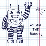 Vector hand draw robot on exersize book Eps10 N4