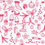 Seamless hand drawn Christmas pattern N3