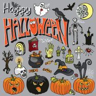 Halloween spooky elements and text set N2