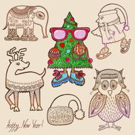 collection of marker drawing christmas illustration