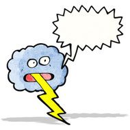 cartoon thundercloud spitting lightning bolt