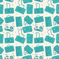 Audio cassette Seamless pattern