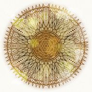 Hand drawn circular beige ornament N12