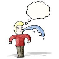 cartoon rude man spitting water N2
