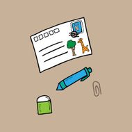 Postcard and pencil