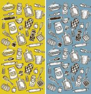 Retro baking icons against yellow and blue