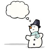 cartoon snowman with thought bubble N8