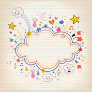 star bursts cartoon cloud shape banner frame background