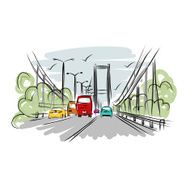 Sketch of traffic road in city for your design N3