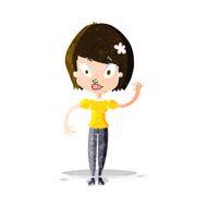 cartoon pretty woman waving N69