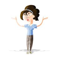 cartoon woman raising hands in air N12