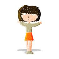cartoon woman raising arms in air N7