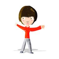 cartoon waving woman N108