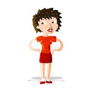 cartoon woman with hands on hips N173