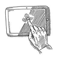 Hand Index Finger On Touch Screen Drawing