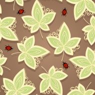 Seamless Ornate Floral Pattern with Beetles N2