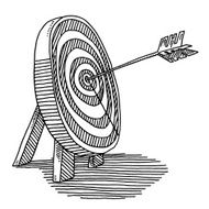 Perfect Arrow In The Center Of Target Drawing