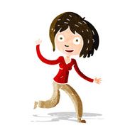 cartoon happy waving girl N8