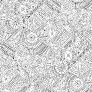 Seamless asian ethnic floral doodle pattern
