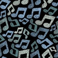 Music theme seamless pattern with notes vector background