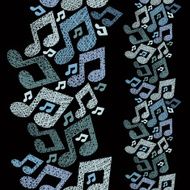 Music theme seamless pattern with notes vertical composition