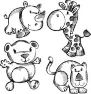 Doodle Sketch Safari Animals