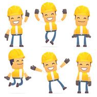 set of contractor character in different poses
