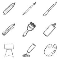 Vector Set of Sketch Drawing Icons
