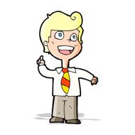 cartoon school boy raising hand N8