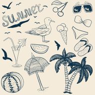 Sketch vector summer objects