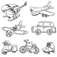 Transportation collection in black and white
