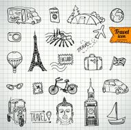 sketch doodle icon collection picnic