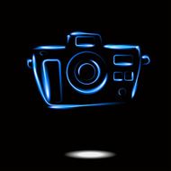Photo camera neon icon isolate Vector EPS