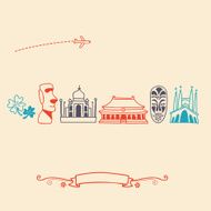 International Icons landmarks and travel destinations cityscape set
