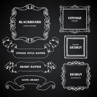 Vintage chalkboard photo frames set doodle style