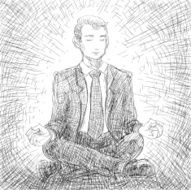 Hand Drawn Illustration - Businessman Meditating