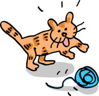 cat playing doodle vector illustration