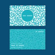 Vector abstract underwater plants vertical round frame pattern business cards N2