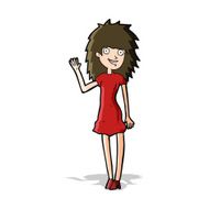 cartoon happy woman waving N8