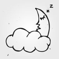 Hand drawn night cloud with moon