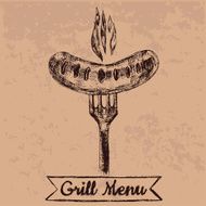 Template for menu with hand drawn sausage