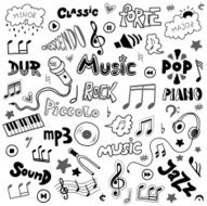 Vector set of hand drawn doodles on music theme N2