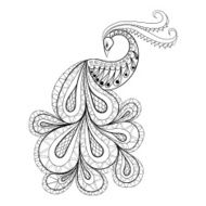 Hand drawn peacock for antistress Coloring Page with high detai N2