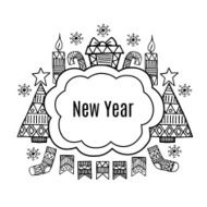 New Year banner sketch set vector design illustration