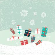 Vintage Christmas card with gifts and snowflakes Vector illustration N3