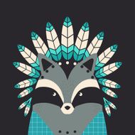 Indian raccoon with feathers