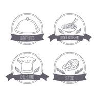 Hand drawn food labels for menu or cafe design Doodle