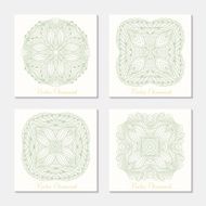 Hand drawn outline round ornament Set of cards template with N2