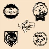 Vector set of pizza labels design elements emblems badges Isolated