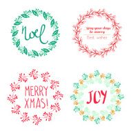 Christmas wreath drawn Vector set N11